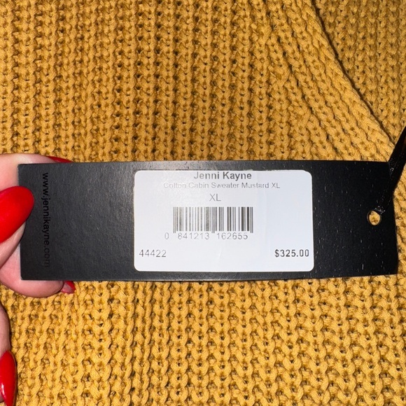 NWT JENNI KAYNE Cotton Cabin Sweater Mustard Yellow Women’s Size XL - Picture 10 of 10